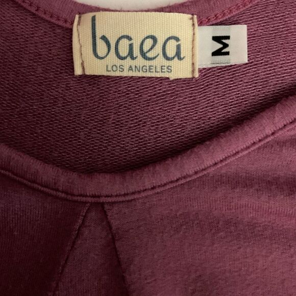 Baea Top V-Neck Crisscross Keyhole Back Purple Pink Lilac Flare Hem Medium - Picture 3 of 9